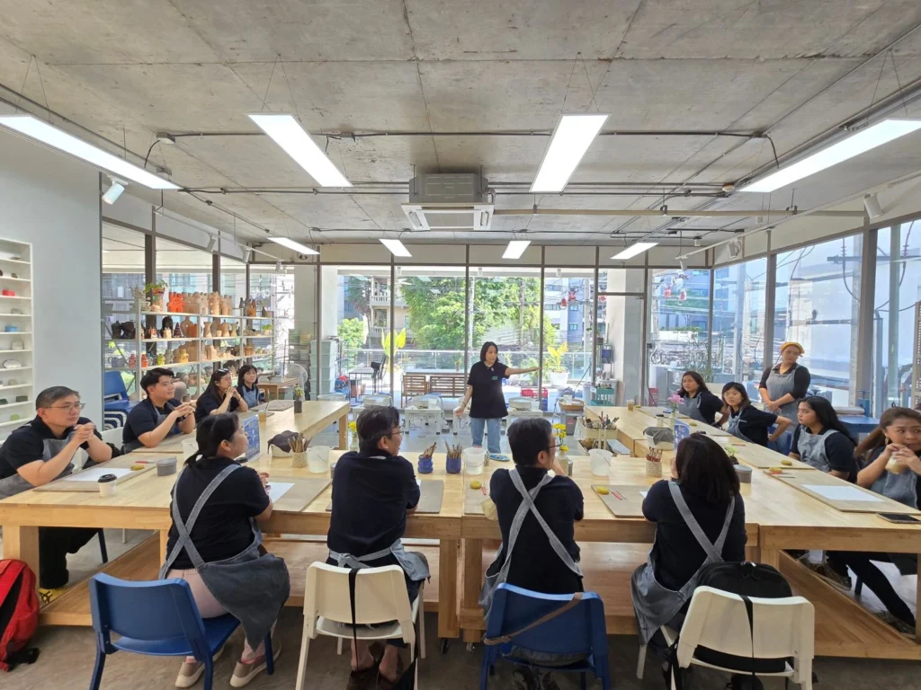 Company team-building pottery activity in Bangkok