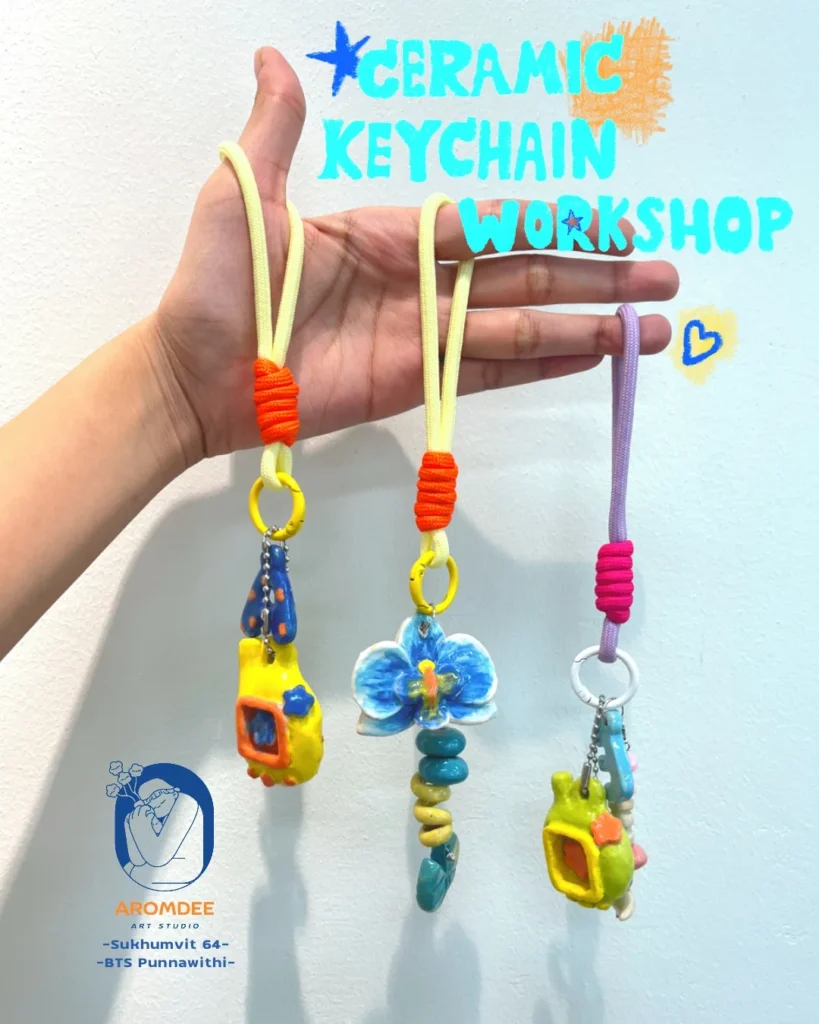 Cute handmade ceramic keychains, initial ceramic