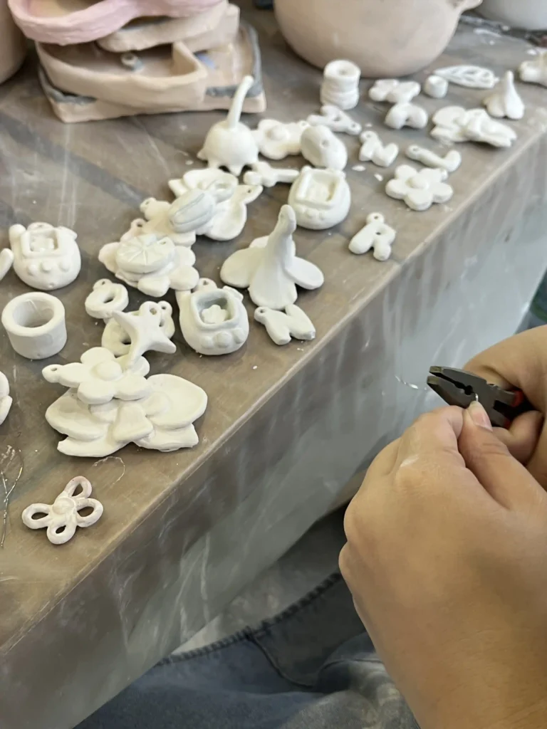 Cute handmade ceramic keychains, initial ceramic