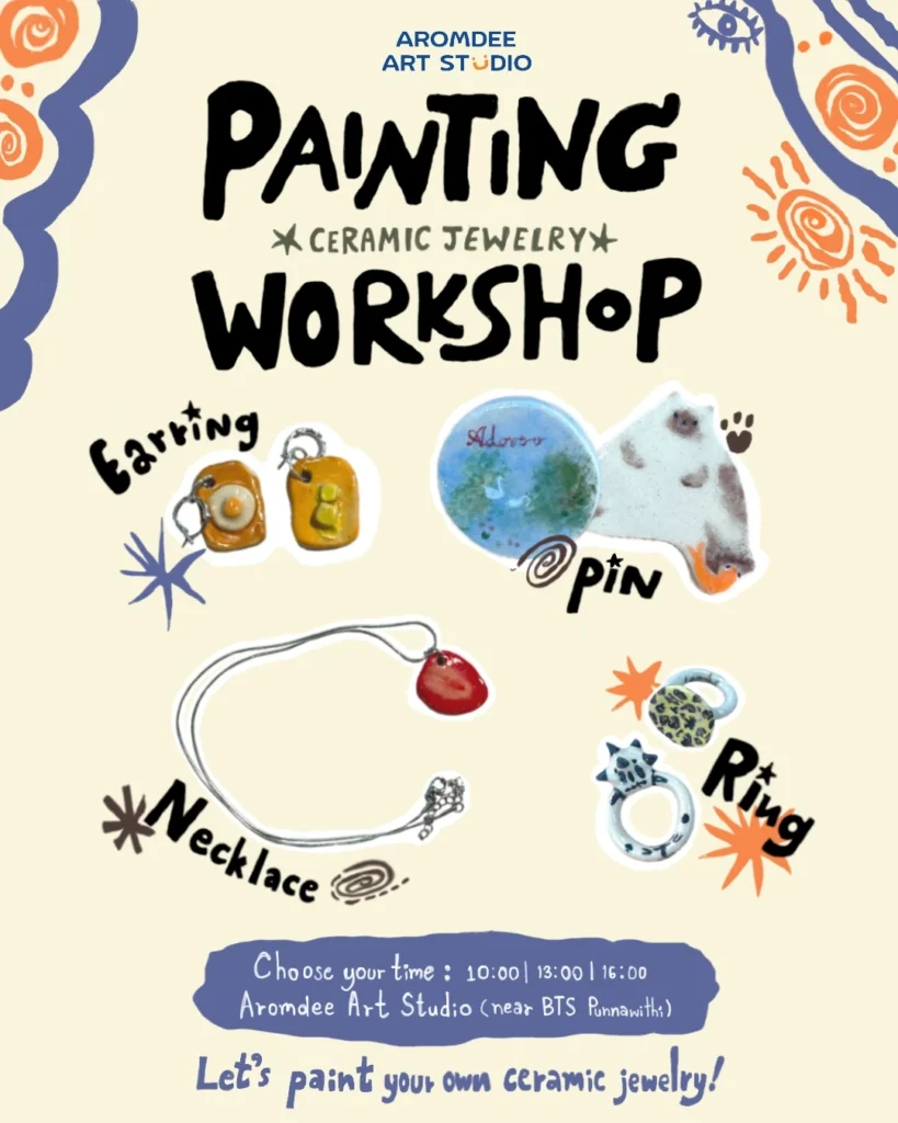 Painting ceramic jewelry workshop
