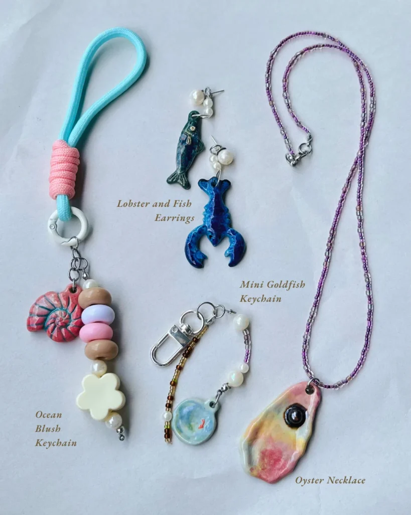 Ceramic jewelry necklace , ceramic earrings