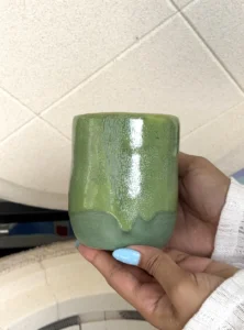 Pottery glazes with matte green and melt