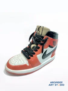 Nike air jordan ceramic sculpture in black and red