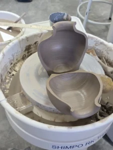 Moon jar clay and cutting apart for checking the thickness in the best Ceramic and Pottery Studio Bangkok
