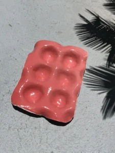 Handmade red ceramic egg tray